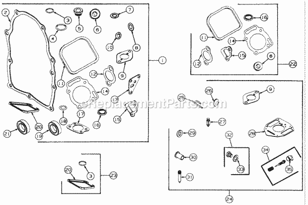 Gasket Set & Carburetor Overhaul Kit Diagram and Parts List for 2164 13A-264G100 Cub Cadet Lawn Tractor